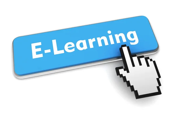 E-learning przycisk ilustracja koncepcja 3d — Zdjęcie stockowe