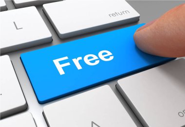 Ücretsiz basma düğmesi kavramı 3d çizim