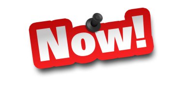 Şimdi konsept 3d illüstrasyon izole