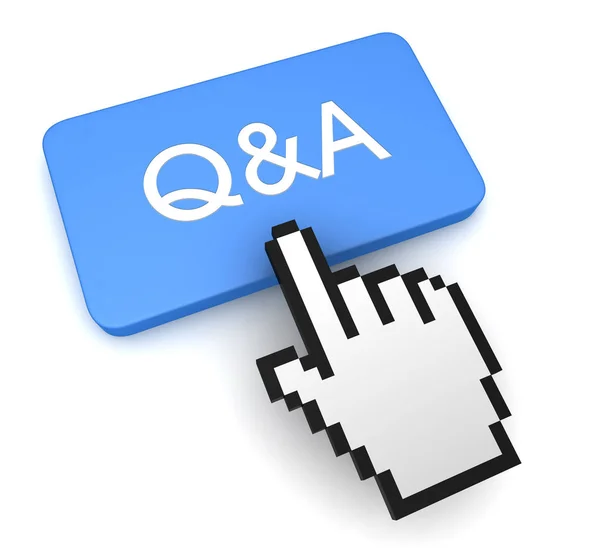 Q and a drukknop concept 3d illustratie — Stockfoto