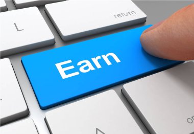 düğme konseptini kazan 3d illüstrasyonunu izole et