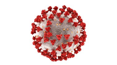Coronavirus tek makro çekim beyaz zemin üzerinde 3D illüstrasyon