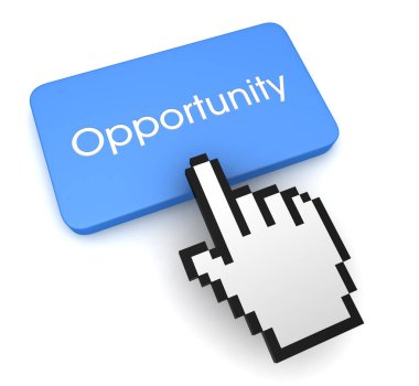 fırsat basma düğmesi kavramı 3d illüstrasyon izole