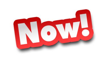 Şimdi konsept 3d illüstrasyon izole beyaz arka plan üzerinde