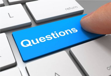 sorular basma düğmesi kavramı 3d illüstrasyon izole