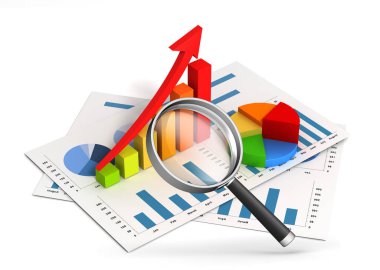business finanse grafiği 3d illüstrasyon izole