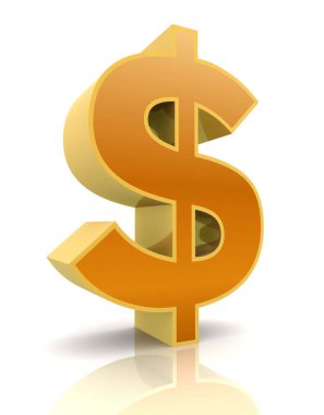 Dolar işareti konsepti beyaz arkaplanda izole edilmiş 3d illüstrasyon