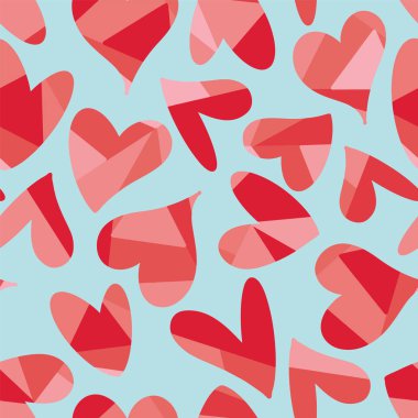 Sevgililer Günü için Vektör Kırmızı Kalpler Kusursuz Desen