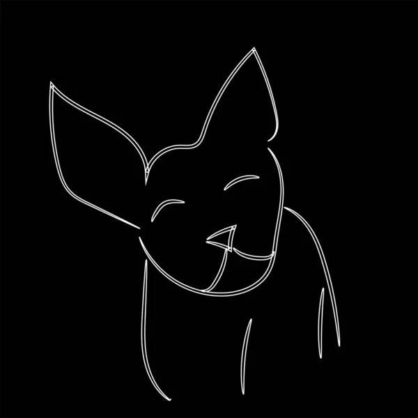 Dibujo de un gato con orejas grandes en forma de boceto — Vector de stock