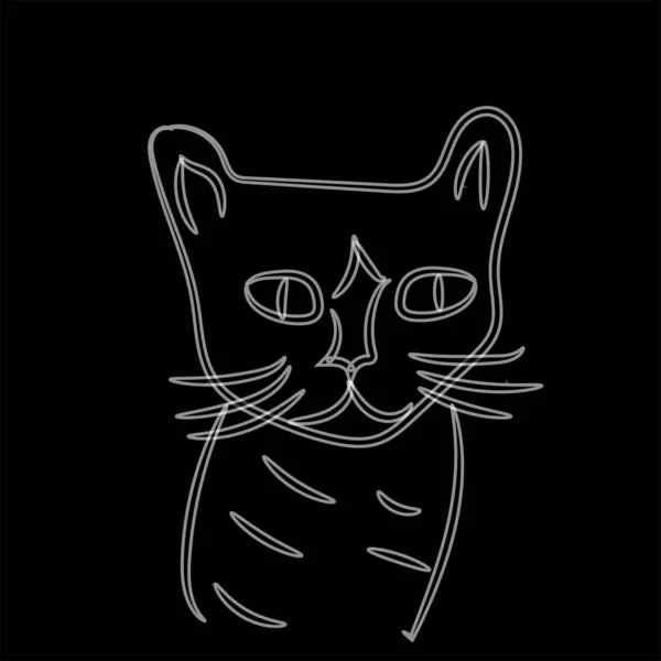 Bosquejo dibujo lindo gatito ejecutado en estilo de dibujos animados con un cepillo blanco — Vector de stock