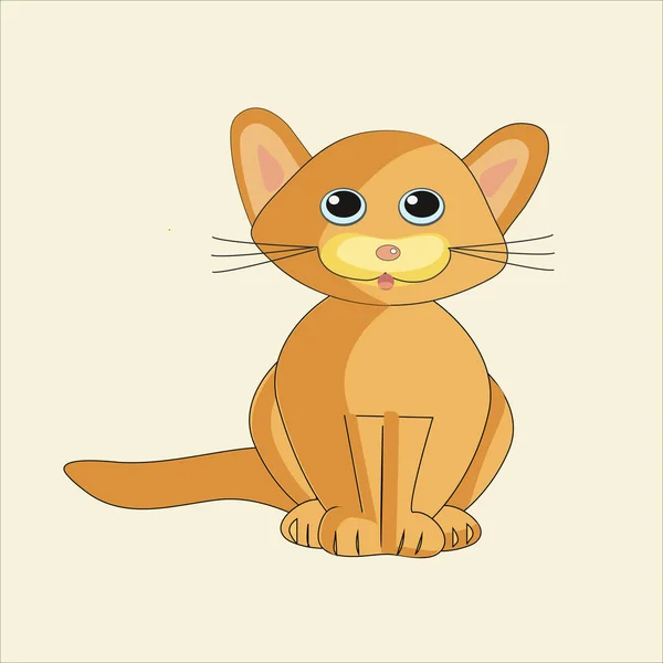 Lindo gatito rojo en la forma de un personaje de dibujos animados — Vector de stock