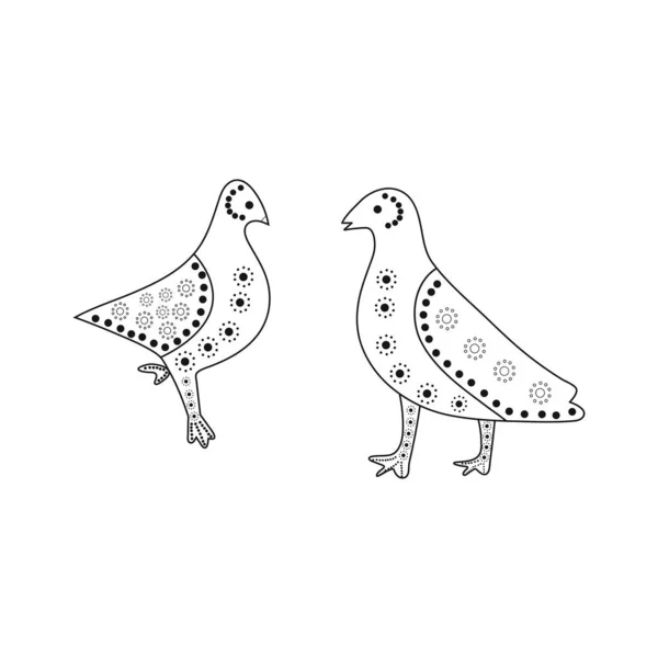 Birbirine bakan iki güvercin çizimi. — Stok Vektör