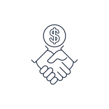 Arkadaşlık ve para. Beyaz arkaplanda vektör doğrusal simgesi.