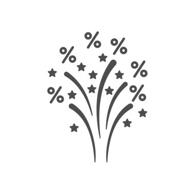 Tatil havai fişekleri indirimi. Ticari promosyon. Beyaz arkaplanda vektör doğrusal simgesi.