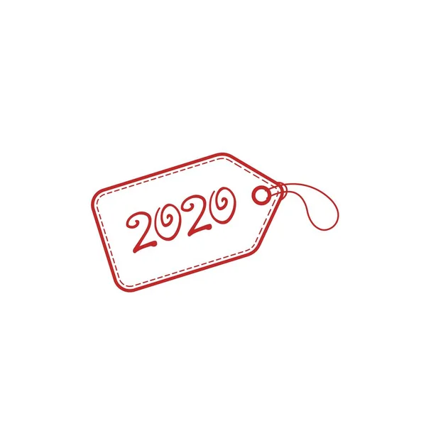 Étiquette Produit 2020 Année Icône Ligne Vectorielle Sur Fond Blanc — Image vectorielle