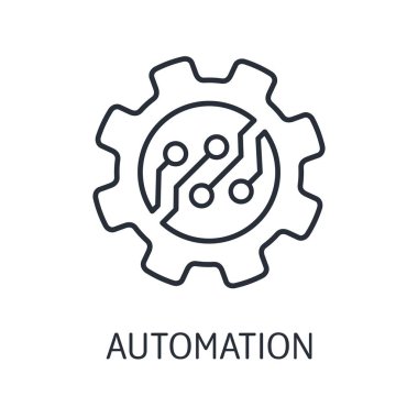 Otomasyon. Elektronik kontrol. Beyaz arkaplanda izole edilmiş vektör simgesi.