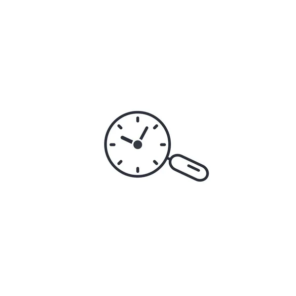 Watch Magnifying Glass Punctuality Timeliness Vector Linear Icon White Background — Stock Vector