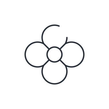 Çiçek. Dört yaprak. Moda tasarım şablonu. Beyaz arkaplanda izole edilmiş basit vektör doğrusal simgesi.