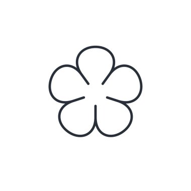 Çiçek. Beş yaprak. Moda tasarım şablonu. Beyaz arkaplanda izole edilmiş basit vektör doğrusal simgesi.