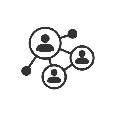 Sosyal ağ bağlantısı ve küresel iş iletişimi kavramı. Beyaz arkaplanda vektör simgesi izole edildi.