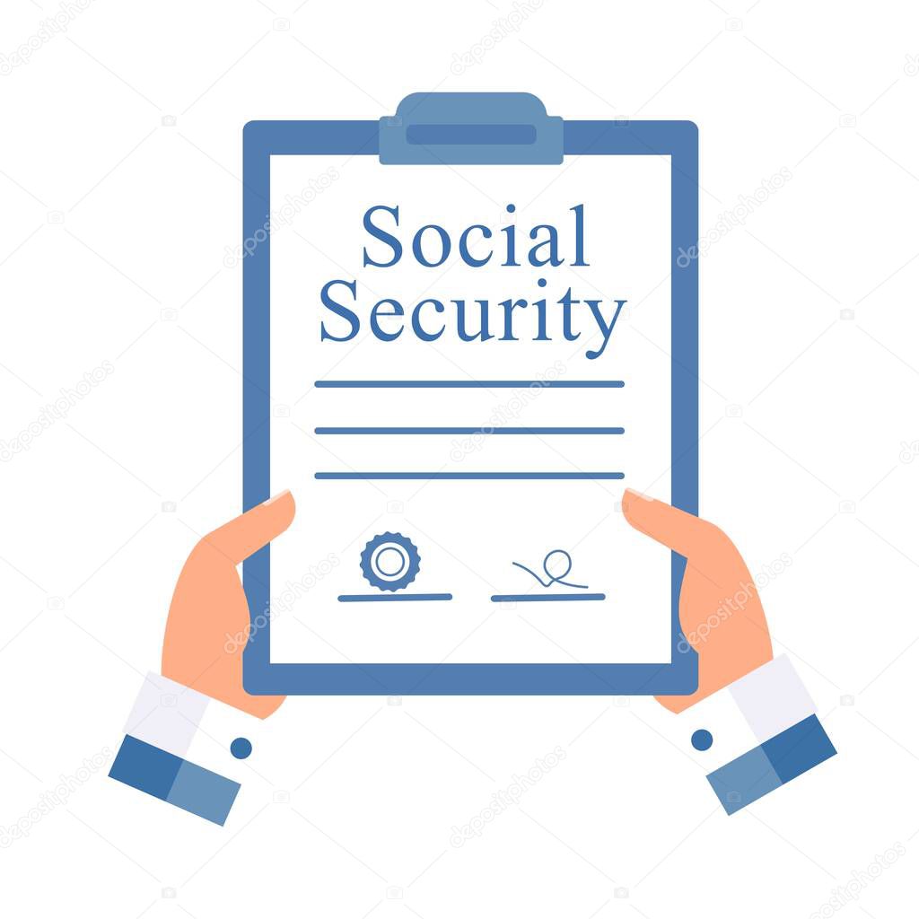 Government document. Social Security. Vector image on a white background.