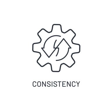 Tutarlılık simgesi. İnce çizgi. İzole edilmiş beyaz arkaplan.
