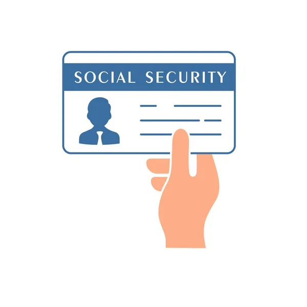 Cartão Segurança Social Ilustração Vetor Projeto Liso Fundo Branco — Vetor de Stock