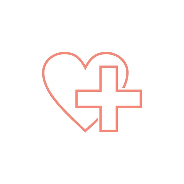 Corazón Cruz Signo Asistencia Médica Voluntario Icono Lineal Vectorial Aislado — Vector de stock