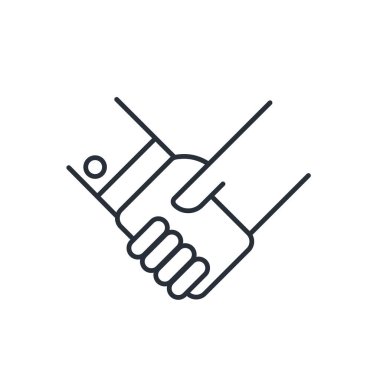 El sıkışalım. Koruma, destek. Beyaz arkaplanda izole edilmiş vektör doğrusal simgesi.