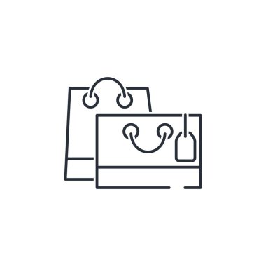  Çevrimiçi siparişler ve alımlar. Beyaz arkaplanda vektör doğrusal simgesi.