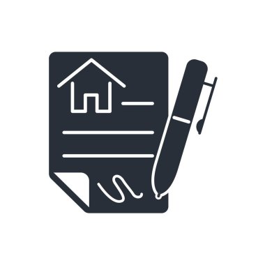 Kira kontratı. Beyaz arkaplanda vektör simgesi izole edildi.