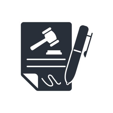 Yasal belge. Beyaz arkaplanda vektör simgesi izole edildi.