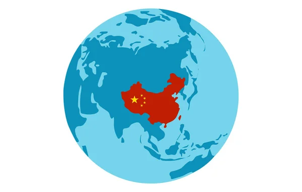 Silhouette Pays République Populaire Chine Sur Carte Monde Vue Globe — Image vectorielle