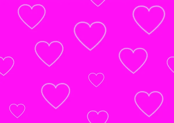 Świecące Białe Neonowe Serca Wektor Płynne Tło Szczęśliwych Walentynek Miłość — Wektor stockowy