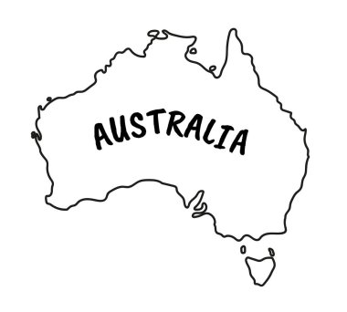 Tasarımınız için Avustralya haritası ülke siluet vektör şablonu çizimi.