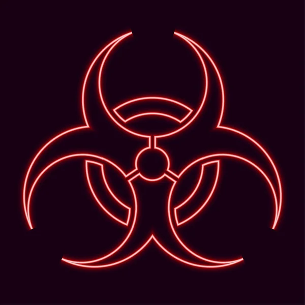Biohazard Varuje Červený Neon Zářící Fialovém Pozadí Symbol Vektoru Biologického — Stockový vektor
