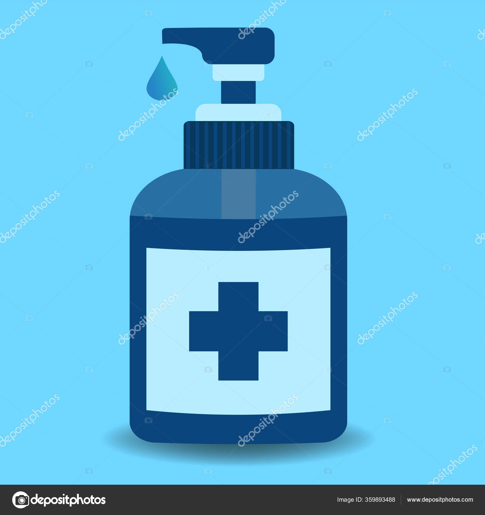 蓝色手部清洁剂泵瓶用于消毒手部卫生概念 图库矢量图像 C Olympuscat