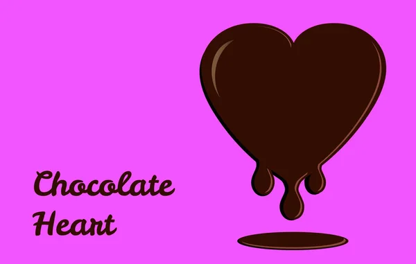 Chocolate Heart Płaski Wektor Ilustracji Słodka Koncepcja Valentine — Wektor stockowy