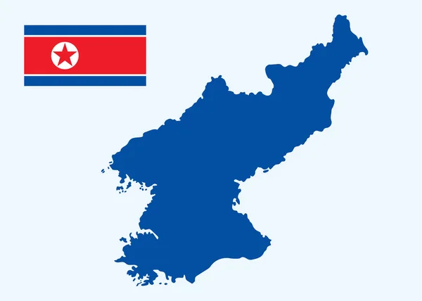 北朝鮮国旗と国のシルエットベクトルイラスト — ストックベクタ