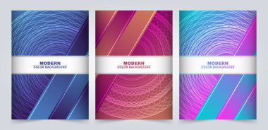 Degrade renk desen doku kitap kapak şablonu vektör kümesi için