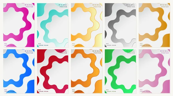 Conjunto Cubierta Abstracto Colorido Mínimo Cubre Diseño — Archivo Imágenes Vectoriales