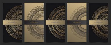 lüks geometrik altın ve siyah afiş seti