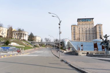 Kiev, Ukrayna, 27 Mart 2020, Kiev karantinada.