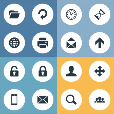 16 basit Apps simgeler kümesi. Yukarı yön, Web, kullanıcı ve diğer gibi öğeleri bulunabilir.