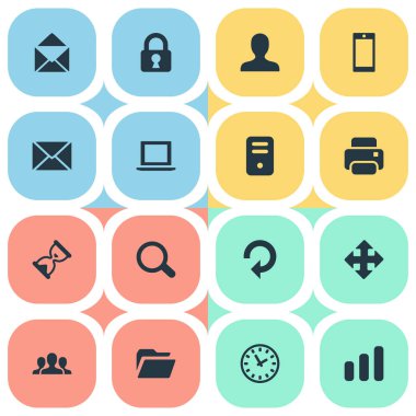 16 basit Apps simgeler kümesi. Oklar, Smartphone, istatistik ve diğer gibi öğeleri bulunabilir.