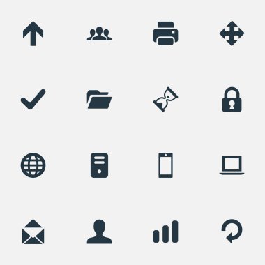 16 basit Apps simgeler kümesi. Bilgisayar Kasası, kullanıcı, toplum ve diğer gibi öğeleri bulunabilir.