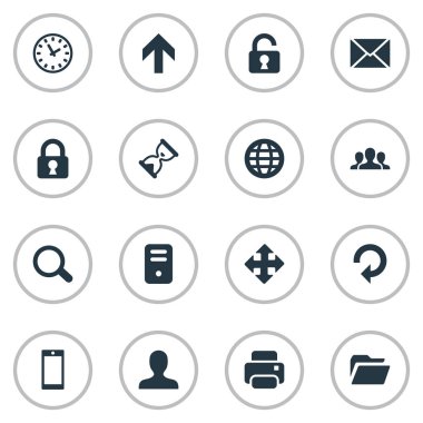 16 basit Apps simgeler kümesi. İzle, Web, akıllı telefon ve diğer gibi öğeleri bulunabilir.