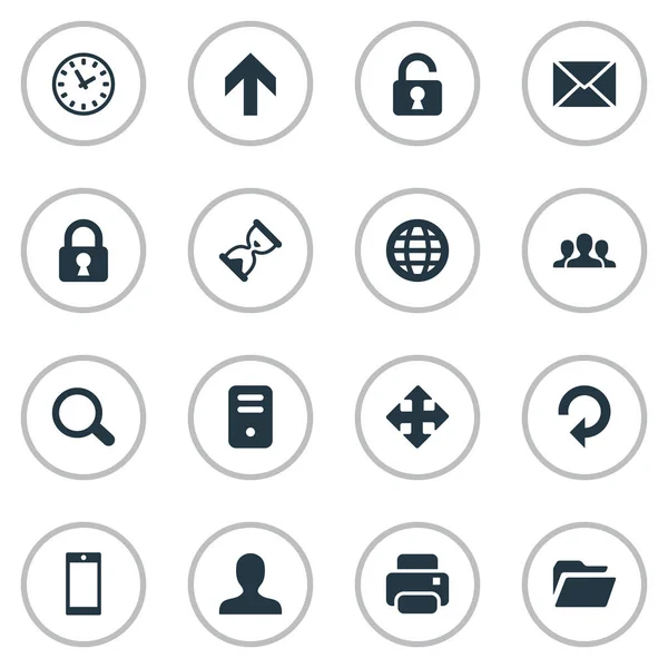 Ensemble de 16 icônes d'applications simples. Peut être trouvé des éléments tels que la montre, Web, Smartphone et autres . — Image vectorielle