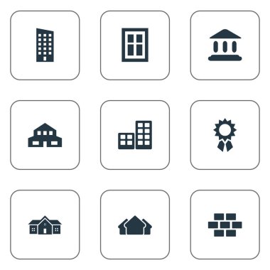 9 basit yapısı simgeler kümesi. Barınak, taş, ödül ve diğer gibi öğeleri bulunabilir.