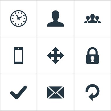 9 basit Apps simgeler kümesi. Topluluk, yenileme, akıllı telefon ve diğer gibi öğeleri bulunabilir.